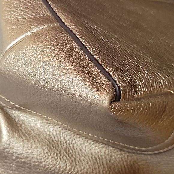 Cute Metallic Gold Pebble Leather Hobo Bag - Picture 8 of 14